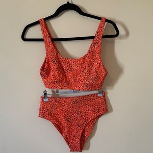Kulani Kinis Coral Red Speckled High-Waist Bikini